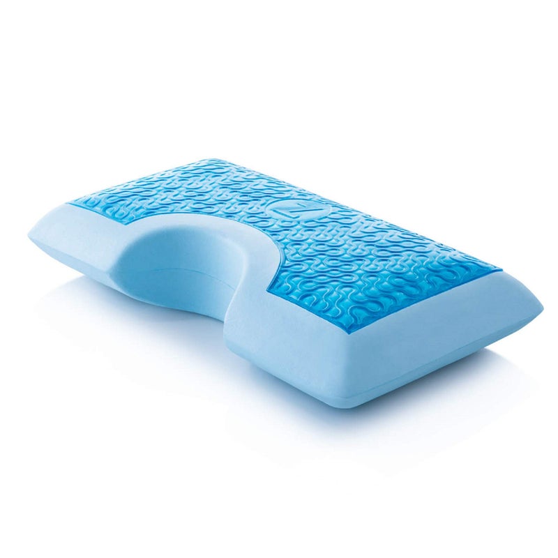 MALOUF Z Side Sleeper Shoulder Cutout Dough Memory Foam Pillow with Liquid Gel Layer-King, Blue - Image 4